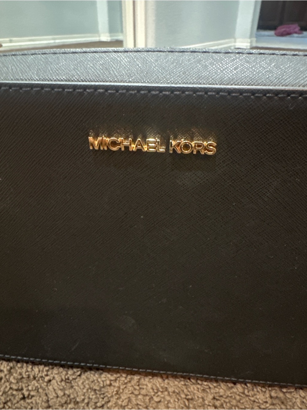 Michael Kors Black Saffiano Tote with Gold Logo Accent